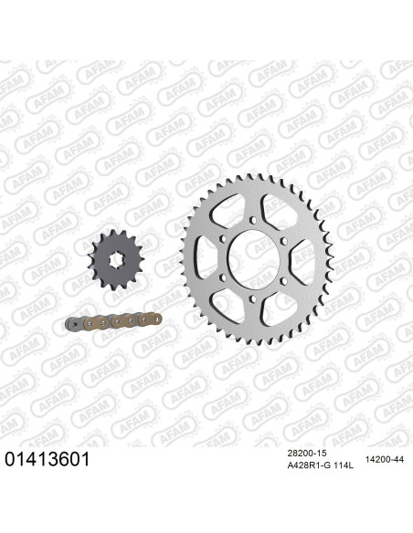 Kit chaine 428 AFAM - Couronne acier - Type de chaine au choix - SUZUKI TS 125 C ER 1979-1982