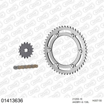 Kit chaine 428 AFAM - Couronne acier - Type de chaine au choix - SUZUKI DR 125 SM 2008-2013