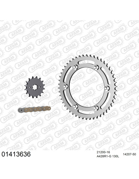 Kit chaine 428 AFAM - Couronne acier - Type de chaine au choix - SUZUKI DR 125 SM 2008-2013