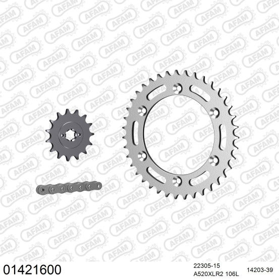 Kit chaine 520 AFAM - Couronne acier - Type de chaine au choix - SUZUKI TS 200 R 1989-1994