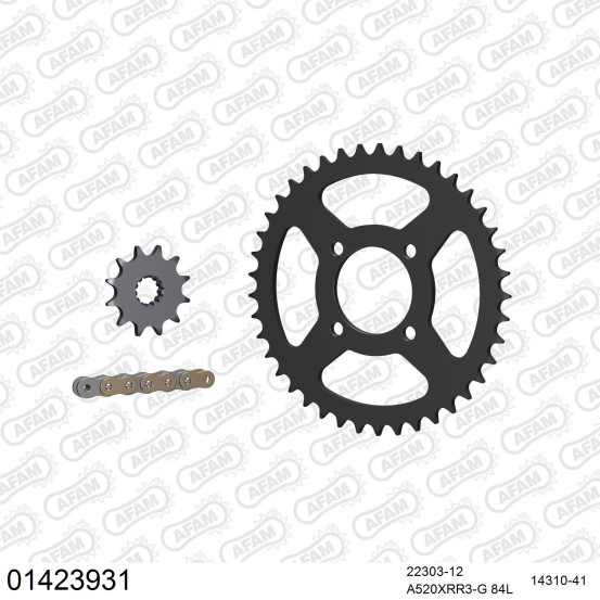 Kit chaine 520 AFAM - Couronne acier - Type de chaine au choix - SUZUKI LT 230 S 1985-1988