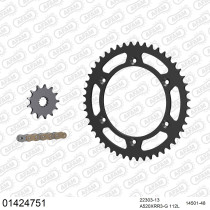 Kit chaine 520 AFAM - Couronne acier - Type de chaine au choix - SUZUKI TS 240 X RH 1985-1989