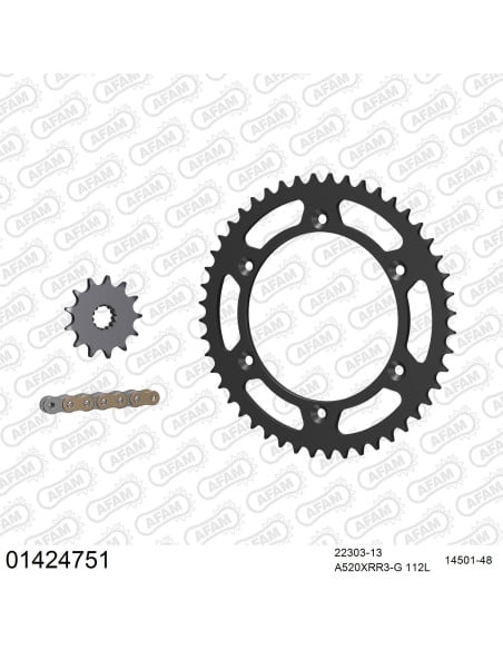 Kit chaine 520 AFAM - Couronne acier - Type de chaine au choix - SUZUKI TS 240 X RH 1985-1989