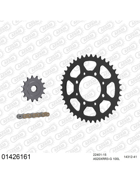 Kit chaine 520 AFAM - Couronne acier - Type de chaine au choix - SUZUKI GN 250 1985-1998