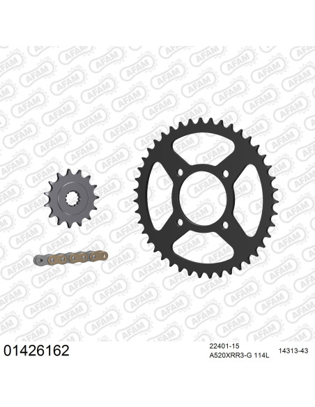 Kit chaine 520 AFAM - Couronne acier - Type de chaine au choix - SUZUKI VL 250 INTRUDER 2000-2007