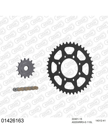 Kit chaine 520 AFAM - Couronne acier - Type de chaine au choix - SUZUKI GZ 250 X MARAUDER 1999-2008