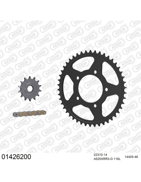 Kit chaine 520 AFAM - Couronne acier - Type de chaine au choix - SUZUKI GW 250 INAZUMA 2013-2015