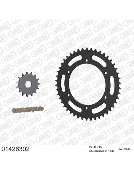 Kit chaine 520 AFAM - Couronne acier - Type de chaine au choix - SUZUKI RGV 250 1988-1990