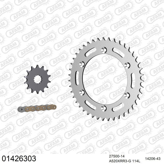 Kit chaine 520 AFAM - Couronne acier - Type de chaine au choix - SUZUKI RGV 250 1991-1996