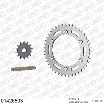 Kit chaine 520 AFAM - Couronne acier - Type de chaine au choix - SUZUKI DR 250 SE 1993-1995