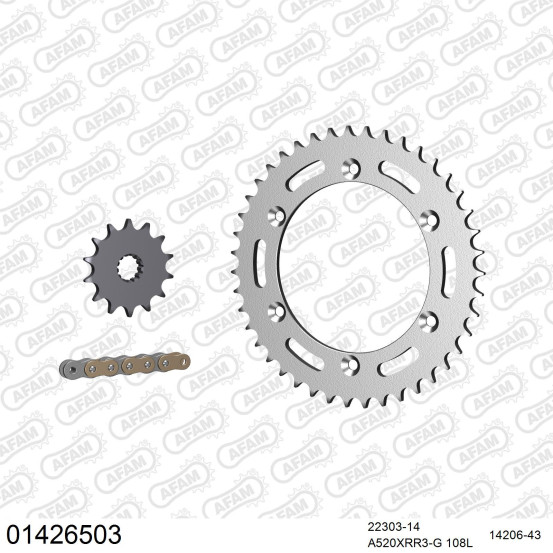 Kit chaine 520 AFAM - Couronne acier - Type de chaine au choix - SUZUKI DR 250 SE 1993-1995