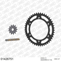 Kit chaine 520 AFAM - Couronne acier - Type de chaine au choix - SUZUKI TS 250 X 1984-1989
