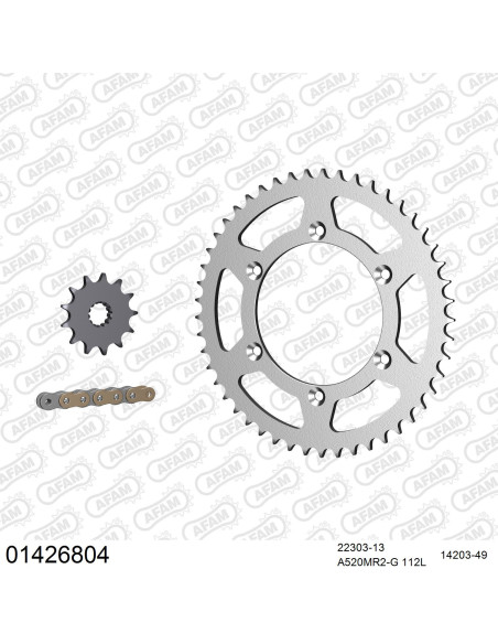 Kit chaine 520 AFAM - Couronne acier - Type de chaine au choix - SUZUKI RM 250 2001-2003