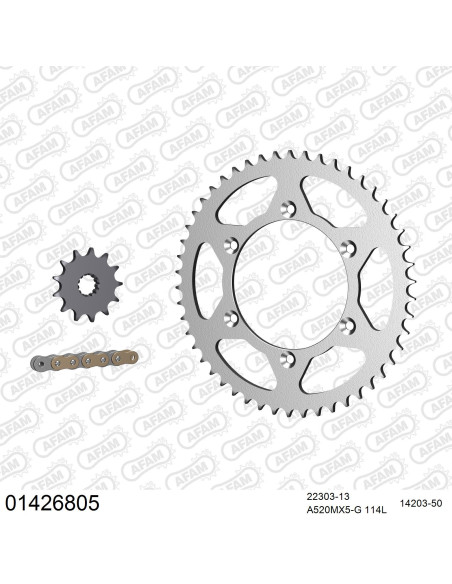 Kit chaine 520 AFAM - Couronne acier - Type de chaine au choix - SUZUKI RM 250 2004-2009