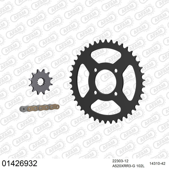 Kit chaine 520 AFAM - Couronne acier - Type de chaine au choix - SUZUKI LT 250 R 1985-1992