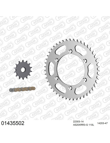 Kit chaine 520 AFAM - Couronne acier - Type de chaine au choix - SUZUKI DR 350 USA 1990-1993