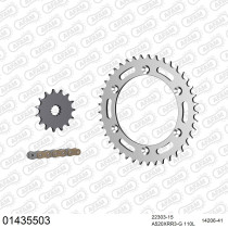 Kit chaine 520 AFAM - Couronne acier - Type de chaine au choix - SUZUKI DR 350 SE 1994-1995