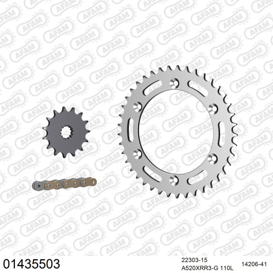 Kit chaine 520 AFAM - Couronne acier - Type de chaine au choix - SUZUKI DR 350 SE 1994-1995