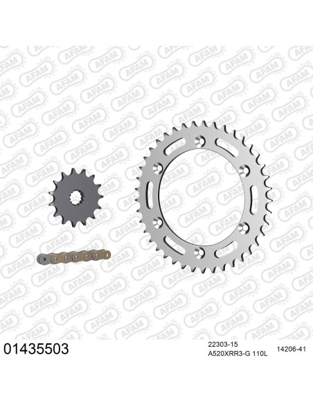 Kit chaine 520 AFAM - Couronne acier - Type de chaine au choix - SUZUKI DR 350 SE 1994-1995