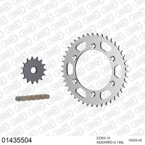 Kit chaine 520 AFAM - Couronne acier - Type de chaine au choix - SUZUKI DR 350 SE 1996-1999