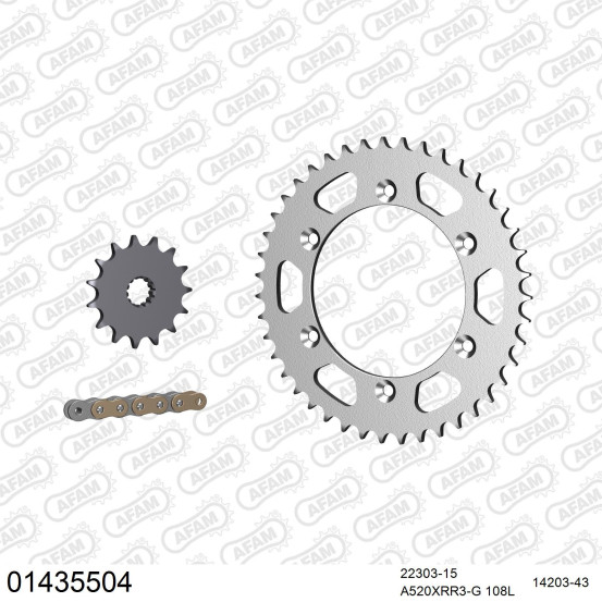 Kit chaine 520 AFAM - Couronne acier - Type de chaine au choix - SUZUKI DR 350 SE 1996-1999