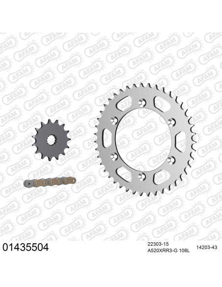 Kit chaine 520 AFAM - Couronne acier - Type de chaine au choix - SUZUKI DR 350 SE 1996-1999