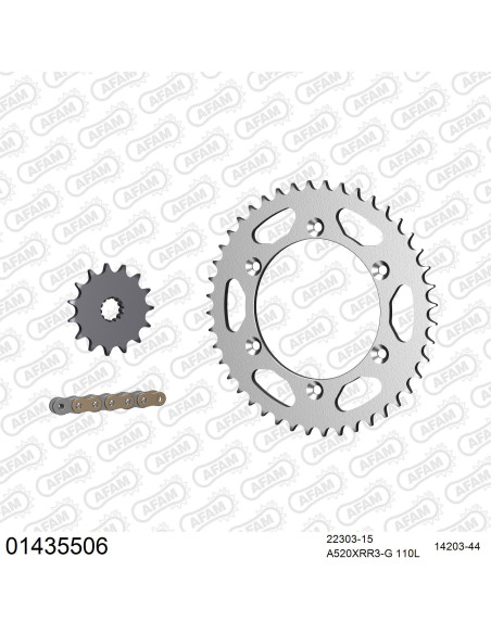 Kit chaine 520 AFAM - Couronne acier - Type de chaine au choix - SUZUKI DR 350 SE 1994-1999