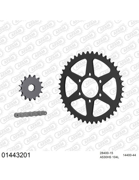 Kit chaine 530 AFAM - Couronne acier - Type de chaine au choix - SUZUKI GSX 400 1980-1982