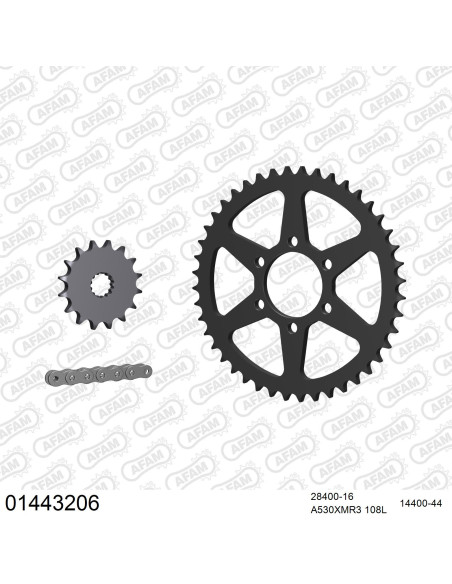 Kit chaine 530 AFAM - Couronne acier - Type de chaine au choix - SUZUKI GSX 400 TD 1983