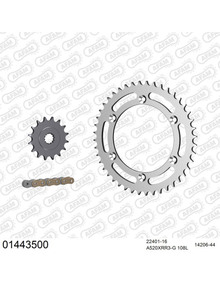 Kit chaine 520 AFAM - Couronne acier - Type de chaine au choix - SUZUKI DR 400 S 1980-1982