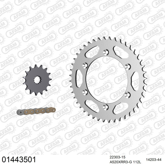 Kit chaine 520 AFAM - Couronne acier - Type de chaine au choix - SUZUKI DR-Z 400 S 2000-2014