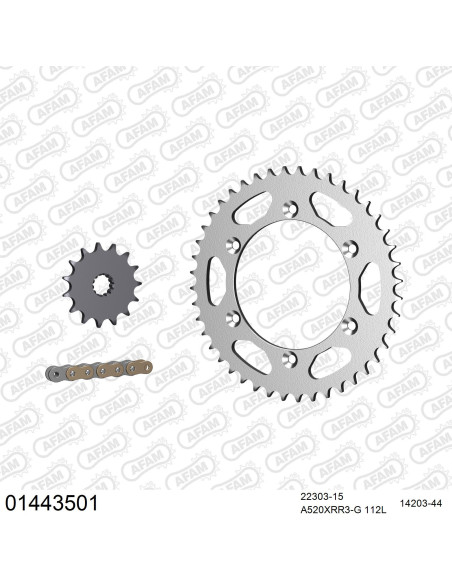 Kit chaine 520 AFAM - Couronne acier - Type de chaine au choix - SUZUKI DR-Z 400 S 2000-2014