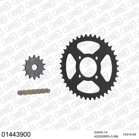 Kit chaine 520 AFAM - Couronne acier - Type de chaine au choix - SUZUKI LT 400 Z 2002-2008