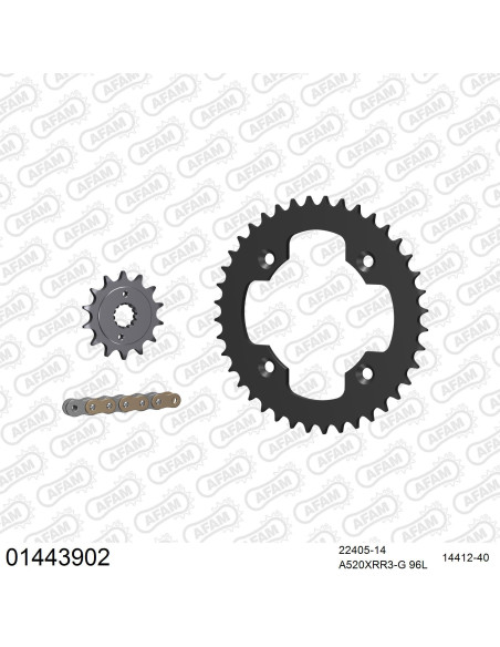 Kit chaine 520 AFAM - Couronne acier - Type de chaine au choix - SUZUKI LT 400 Z 2009-2018