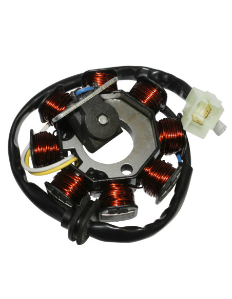 Stator d'allumage scooter Peugeot 50 4T Vivacity/Kisbee/Sym 50 Orbit 4T (8 pôles - 3 fils)