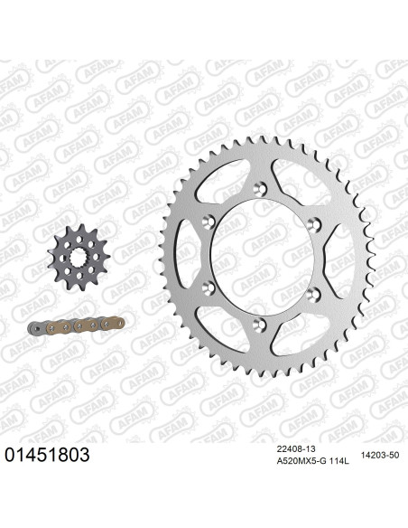Kit chaine 520 AFAM - Couronne acier - Type de chaine au choix - SUZUKI RM-Z 450 2015-2023