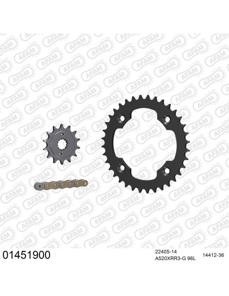 Kit chaine 520 AFAM - Couronne acier - Type de chaine au choix - SUZUKI 450 LT-R QUADRACER 2006-2007