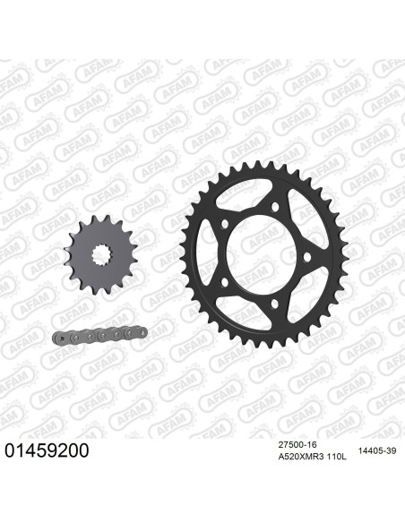 Kit chaine 520 AFAM - Couronne acier - Type de chaine au choix - SUZUKI GS 500 E 1989-1993