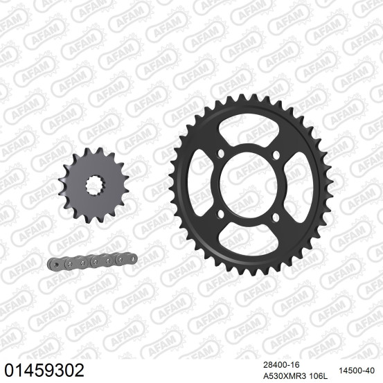 Kit chaine 530 AFAM - Couronne acier - Type de chaine au choix - SUZUKI RG 500 GAMMA 1986-1989