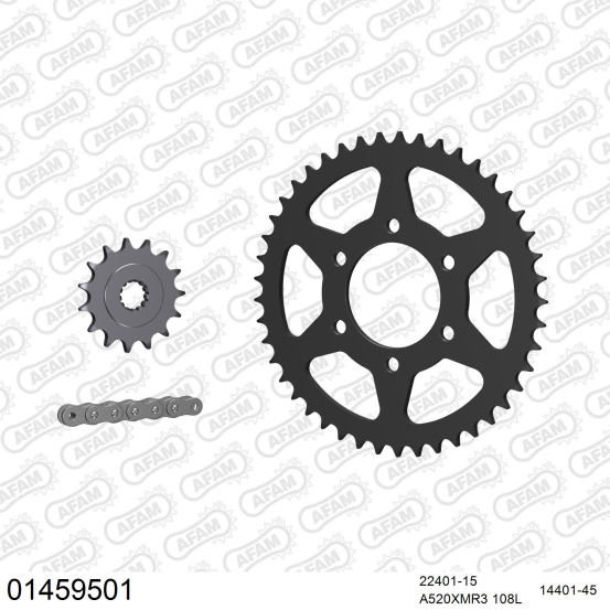 Kit chaine 520 AFAM - Couronne acier - Type de chaine au choix - SUZUKI DR 500 R 1981-1983