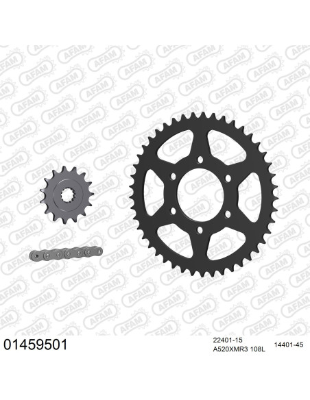 Kit chaine 520 AFAM - Couronne acier - Type de chaine au choix - SUZUKI DR 500 R 1981-1983