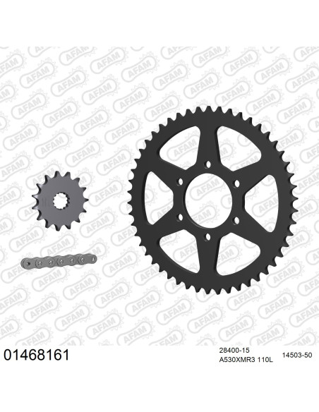 Kit chaine 530 AFAM - Couronne acier - Type de chaine au choix - SUZUKI GS 550 L T / X CHOPPER 1980