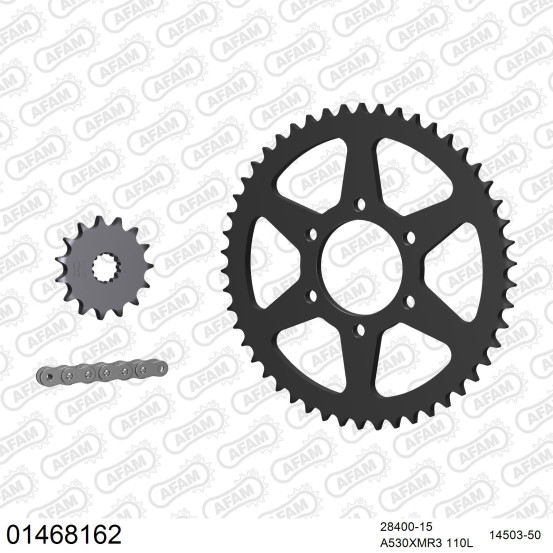 Kit chaine 530 AFAM - Couronne acier - Type de chaine au choix - SUZUKI GS 550 L 1981-1982