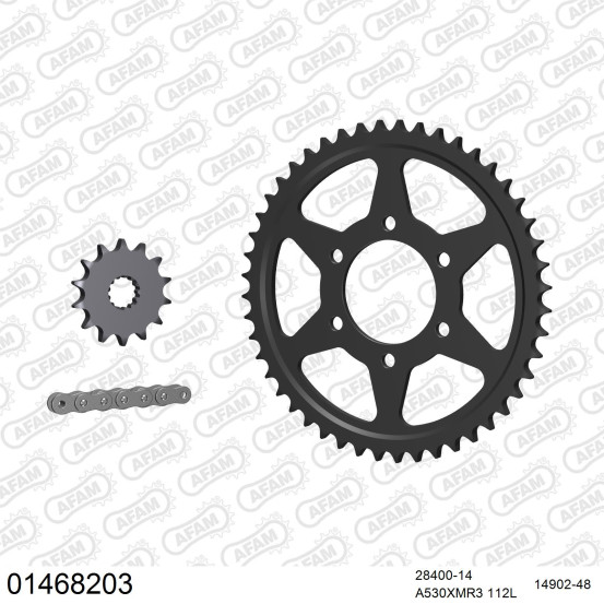 Kit chaine 530 AFAM - Couronne acier - Type de chaine au choix - SUZUKI GS 550 E / ES 1983-1986