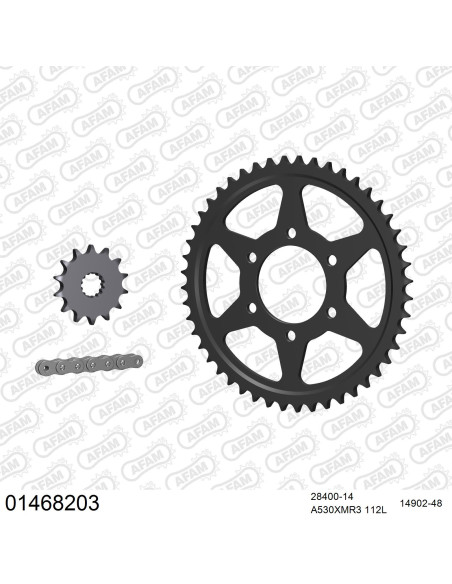 Kit chaine 530 AFAM - Couronne acier - Type de chaine au choix - SUZUKI GS 550 E / ES 1983-1986