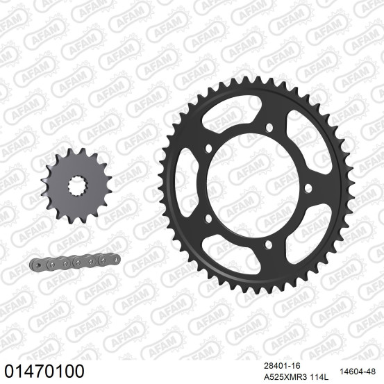 Kit chaine 525 AFAM - Couronne acier - Type de chaine au choix - SUZUKI GSR 600 2006-2010