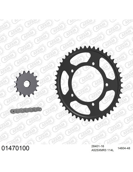 Kit chaine 525 AFAM - Couronne acier - Type de chaine au choix - SUZUKI GSR 600 2006-2010