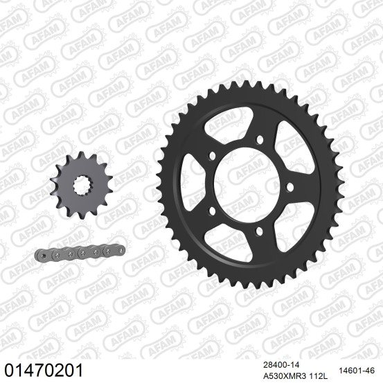 Kit chaine 530 AFAM - Couronne acier - Type de chaine au choix - SUZUKI GSX 600 F 1989-1991