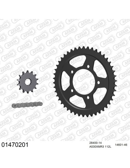 Kit chaine 530 AFAM - Couronne acier - Type de chaine au choix - SUZUKI GSX 600 F 1989-1991