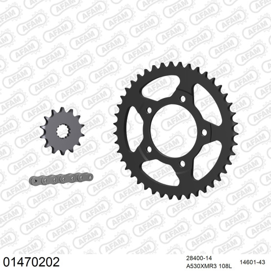 Kit chaine 530 AFAM - Couronne acier - Type de chaine au choix - SUZUKI RF 600 R 1993-1994